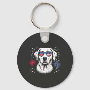 Porte-clés Labrador patriotique avec lunettes de soleil USA