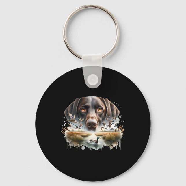 Porte-clés Labrador Retriever Avec Des Canards Mallard Chasse (Recto)