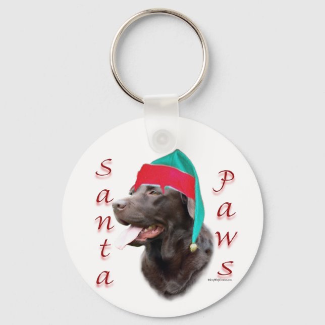 Porte-clés Labrador Retriever (choc) Père Noël Paws (Recto)