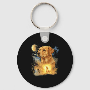 Porte-clés Labrador retriever hurlant à la lune vintage