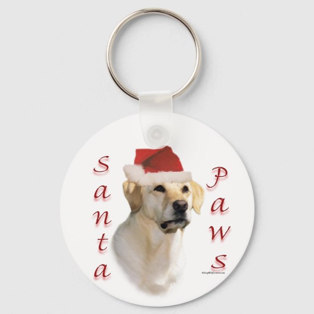 Porte-clés Labrador Retriever (jaune) Père Noël Paws (Recto)