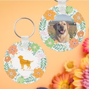 Porte-clés Labrador Retriever photo personnalisée orange past