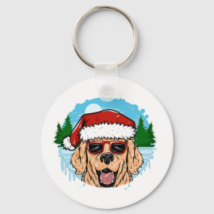 Porte-clés Labrador Retriever santa claus hat illustration