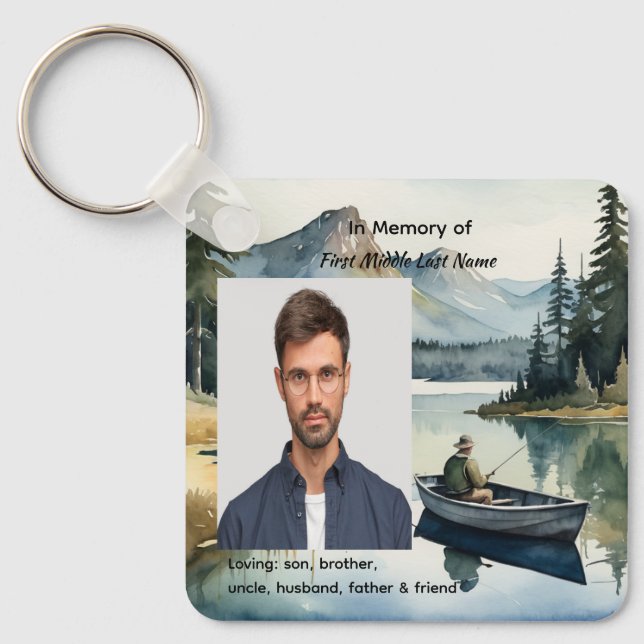 Porte-clés Lac de pêche de souvenir dans un bateau (Recto)