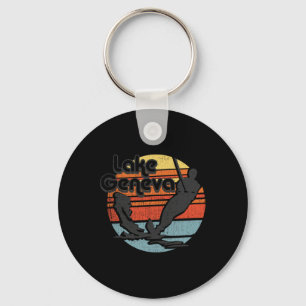 Porte-clés Lac Genève Wisconsin Ski Nautique Rétro Vintage G