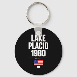 Porte-clés Lac placide 1980 hockey vintage puck usa new york