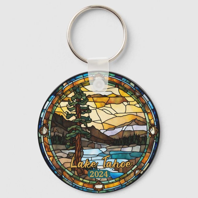 Porte-clés Lac Rustique Tahoe Californie (Recto)