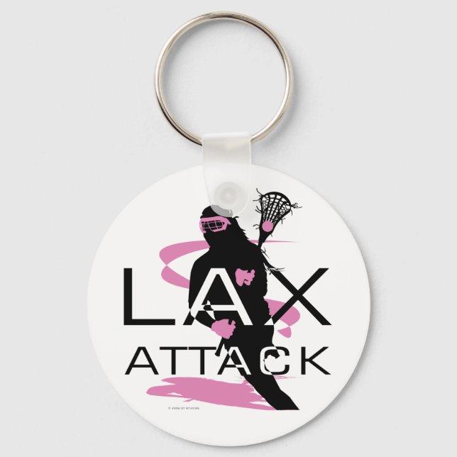 Porte-clés Lacrosse Girls LAX Attaque rose (Recto)