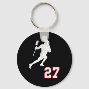 Porte-clés Lacrosse Player Numéro De Cadeau 27 Pour Les Venti