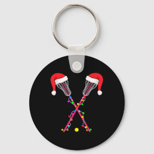Porte-clés Lacrosse Santa Hat Christmas Lights Funny Sport Xm