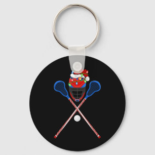 Porte-clés Lacrosse Sports Amoureux Xmas Santa Hat Lacrosse C