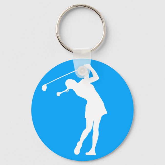 Porte-clés Lady Golfer Silhouette Porte - clé Bleu (Recto)