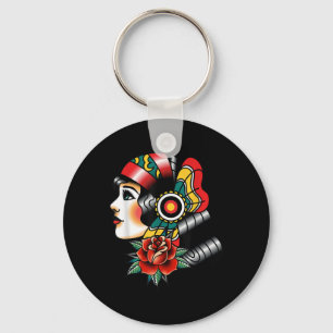Porte-clés Lady Head American Traditionnelle Tattoo Old Schoo