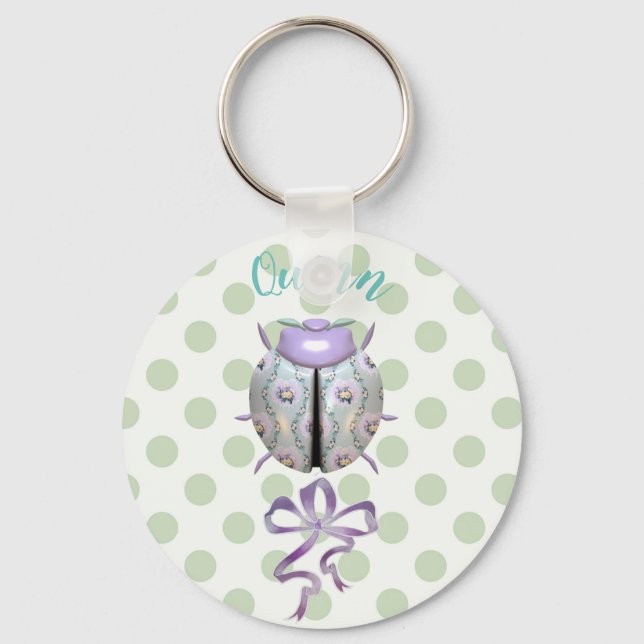 Porte-clés Ladybug polka dot floral cute keychain (Recto)
