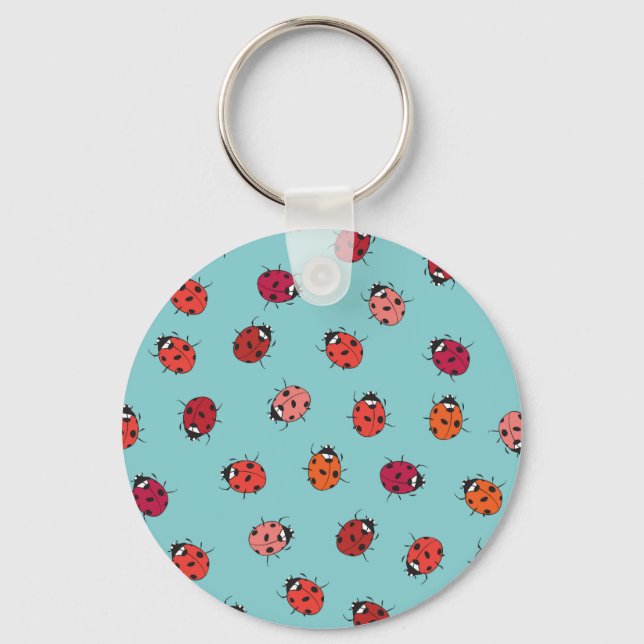 Porte-clés Ladybugs, arrière - plan bleu, charmant patte sans (Recto)