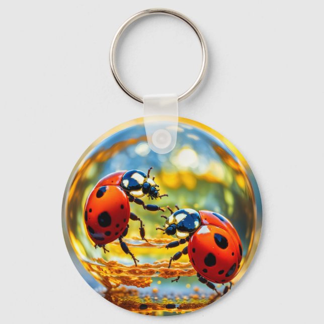Porte-clés Ladybugs dans une goutte d'eau (Recto)