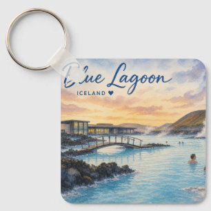 Porte-clés Lagon bleu Islande bain thermal aquarelle