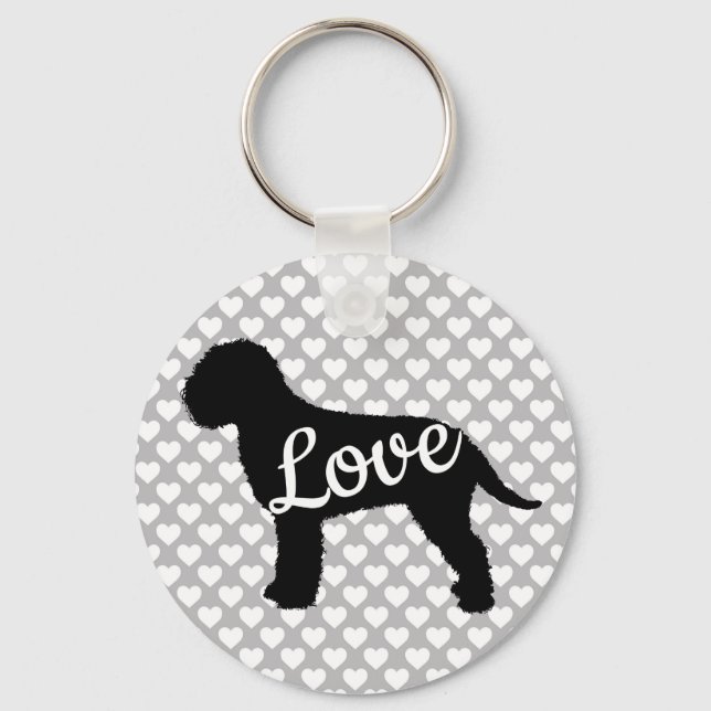 Porte-clés Lagotto Love Back & White Avec Coeurs (Recto)