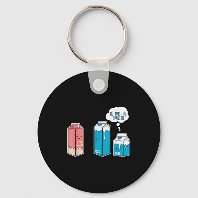 Porte-clés Lait de Soja Il Doit être Espagnol Drôle de Jeu de (Recto)
