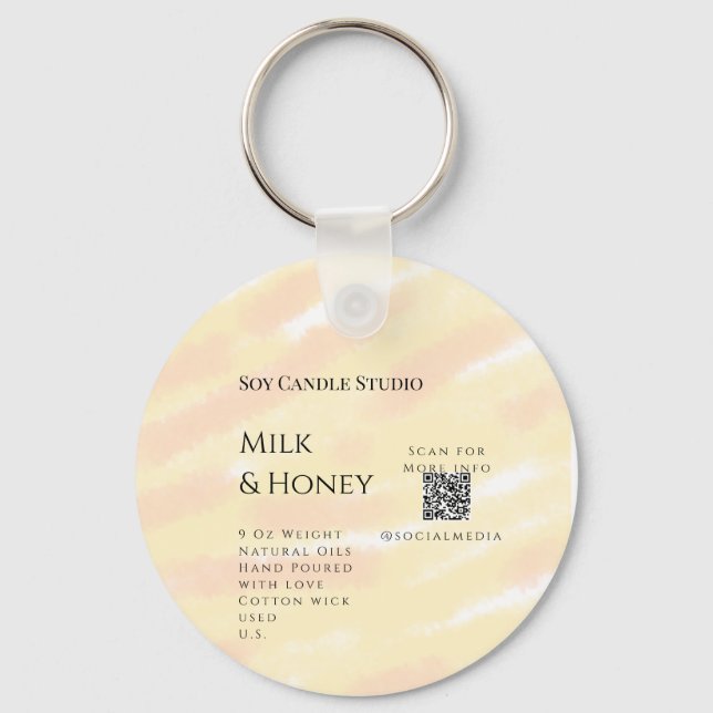 Porte-clés Lait miel bougie soja entreprise ajouter q r code  (Recto)