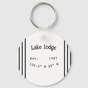 Porte-clés Lake house et. Date année coordonnées personnalisé