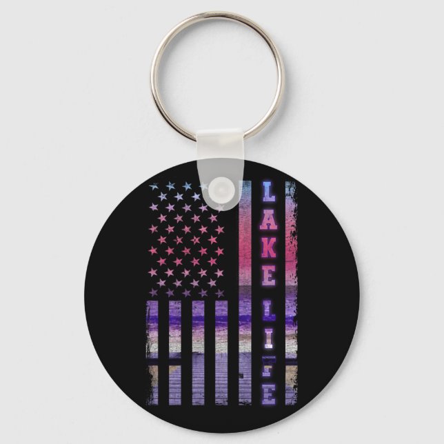 Porte-clés Lake Life American Flag Dock Sunset Wakeboard (Recto)