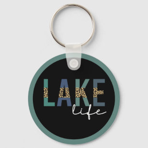 Porte-clés Lake Life Happy Place Cheetah Imprimer Typographie