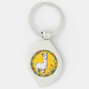 Porte-clés Lama blanc joyeux