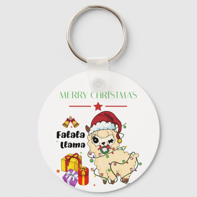 Porte-clés lama de Noël (Recto)