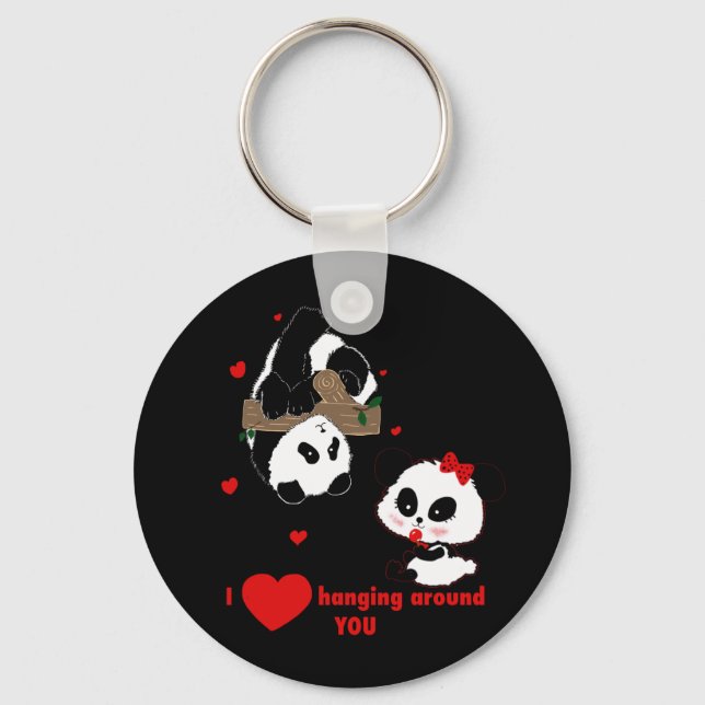 Porte-clés L'amour accroché autour de vous PANDA OURS par Lea (Recto)