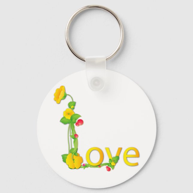Porte-clés L'amour dans les fleurs jaunes (Recto)