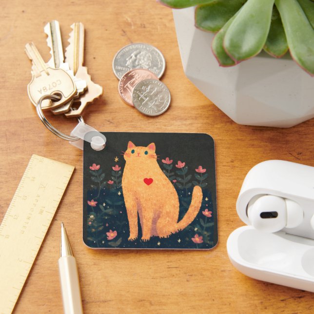 Porte-clés L'amour d'un chat, une citation de Charles Dickens (Bureau)