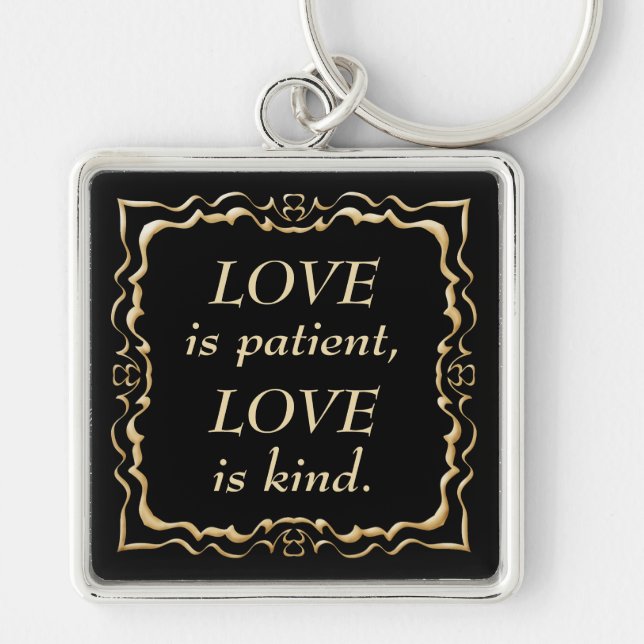 Porte-clés L'amour est chrétien patient et aimable d'or (Devant)