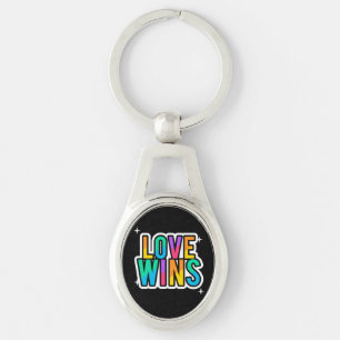 Porte-clés L'amour gagne. LGBTQ+Fierté. Arc-en-ciel. Porte