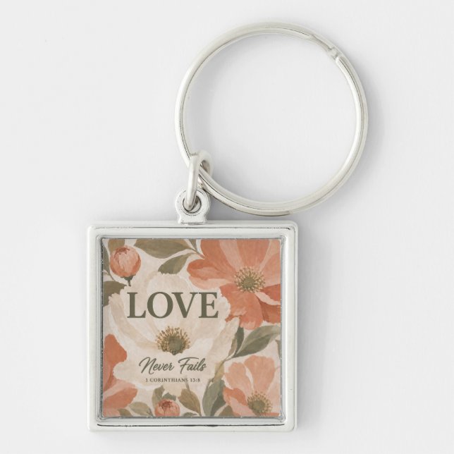 Porte-clés L'AMOUR NE MANQUE JAMAIS | Cadeau de mariage chrét (Devant)