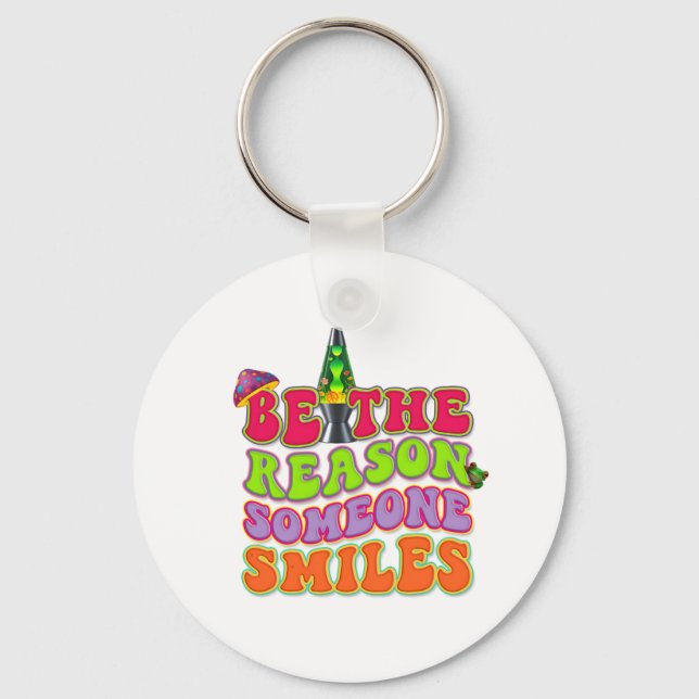 PORTE-CLÉS LAMPE À LAVE PSYCHÉDÉLIQUE POSITIVE HIPPIE CHAMPIG (Recto)