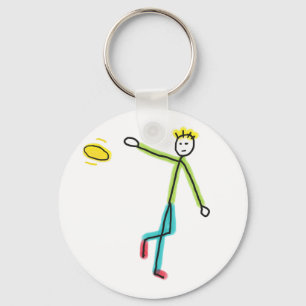 Porte-clés Lanceur de frisbee en bonhomme bâton