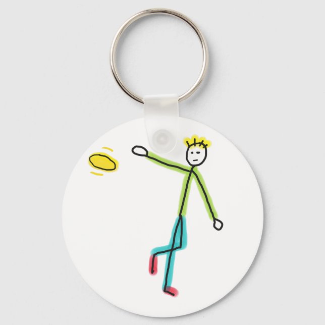 Porte-clés Lanceur de frisbee en bonhomme bâton (Recto)