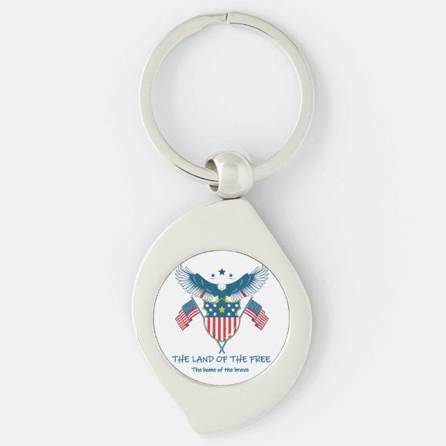 Porte-clés Land of the Free Eagle Metal Keychain (Devant)