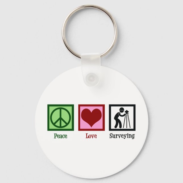 Porte-clés Land Surveyor Peace Love Surveying Company (Recto)