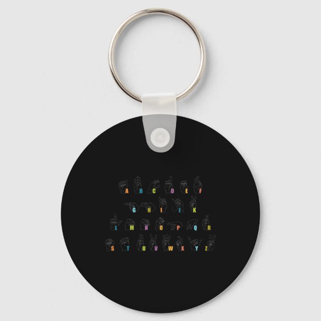 Porte-clés Langue des signes Alphabet Design Sensibilisation  (Recto)