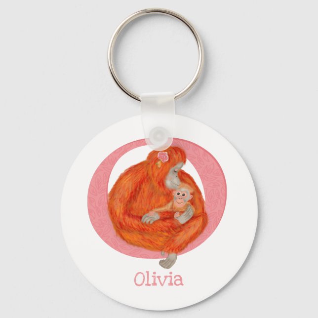 Porte-clés L'animal ABC O est pour l'anneau à clé orangoutan (Recto)