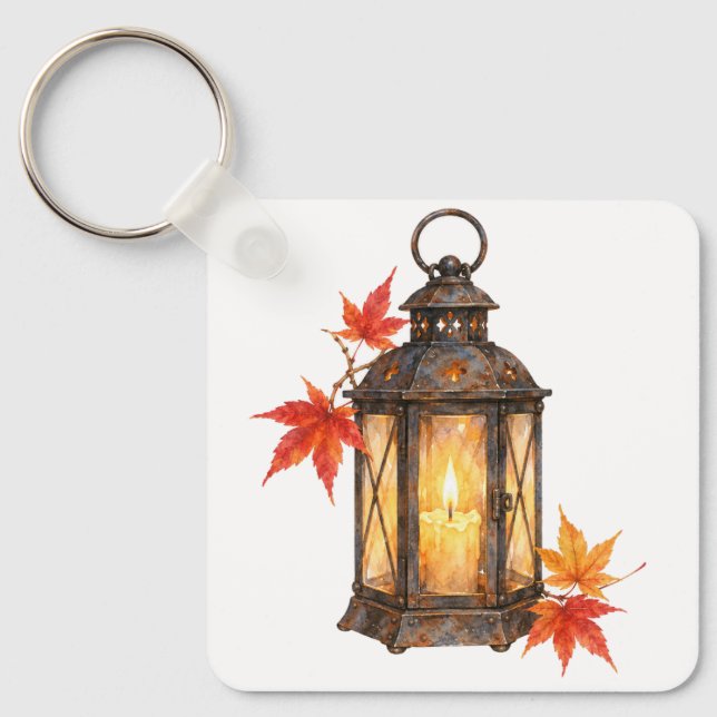 Porte-clés Lanterne et feuilles d'automne (Recto)
