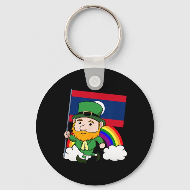 Porte-clés Laos Fier de Lao Drapeau laotien St. Patrick's Day (Recto)