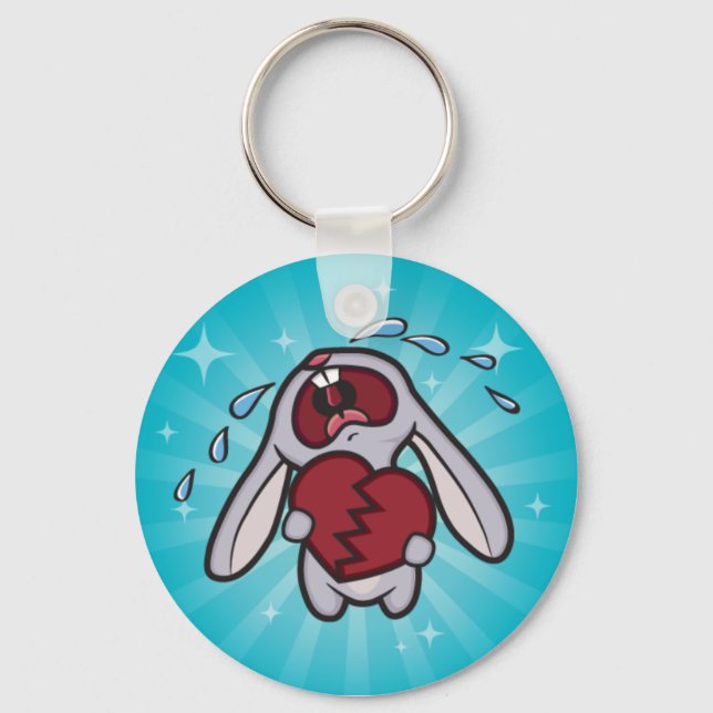 Porte-clés Lapin au coeur cassé avec Porte - clé Sunburst ble (Recto)