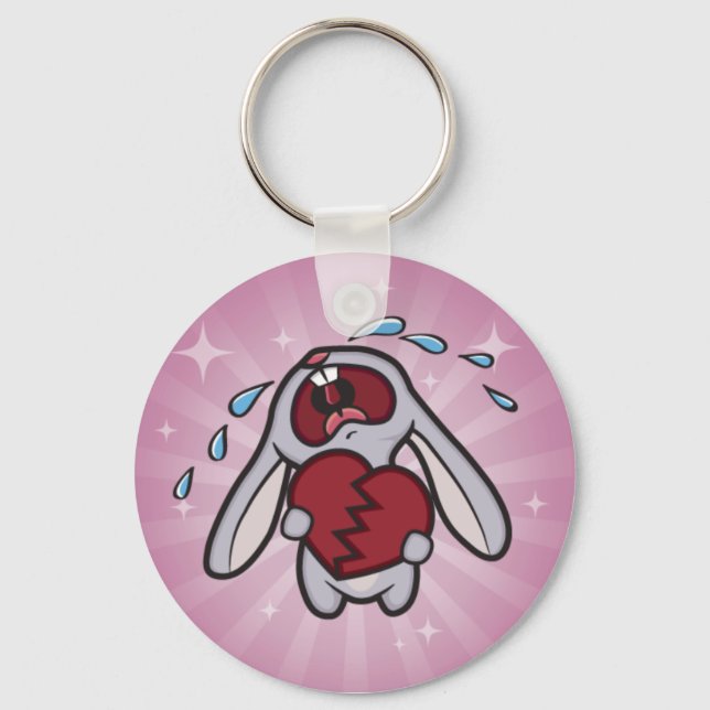 Porte-clés Lapin au coeur cassé avec Sunburst rose (Recto)