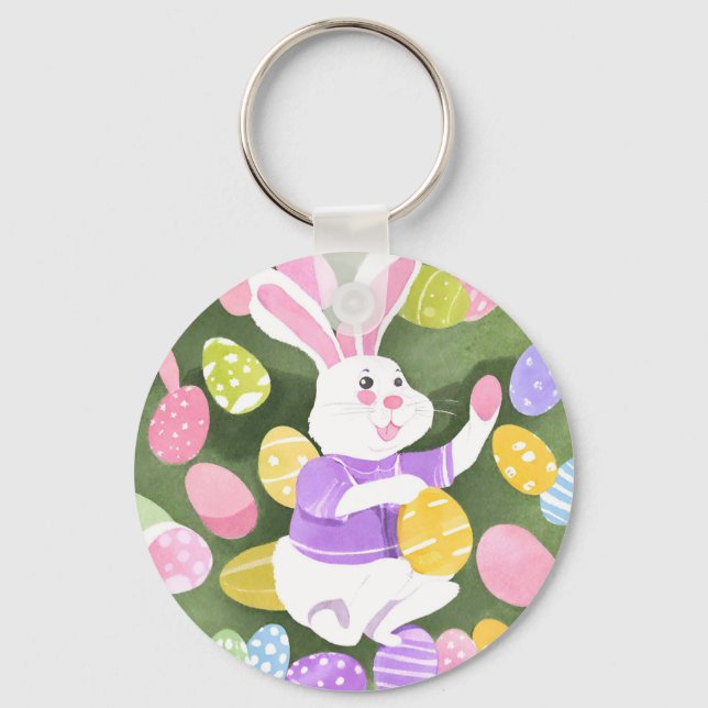 Porte-clés lapin avec oeufs de pâques (Recto)