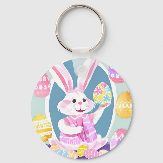 Porte-clés lapin avec oeufs de pâques (Recto)