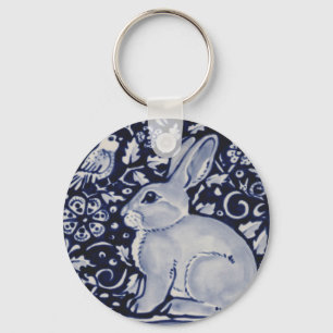 Porte-clés Lapin bleu et blanc avec motif de carreaux d'oisea