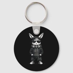 Porte-clés Lapin Cool Avec Casquette Sungles Joyeuses Pâques 